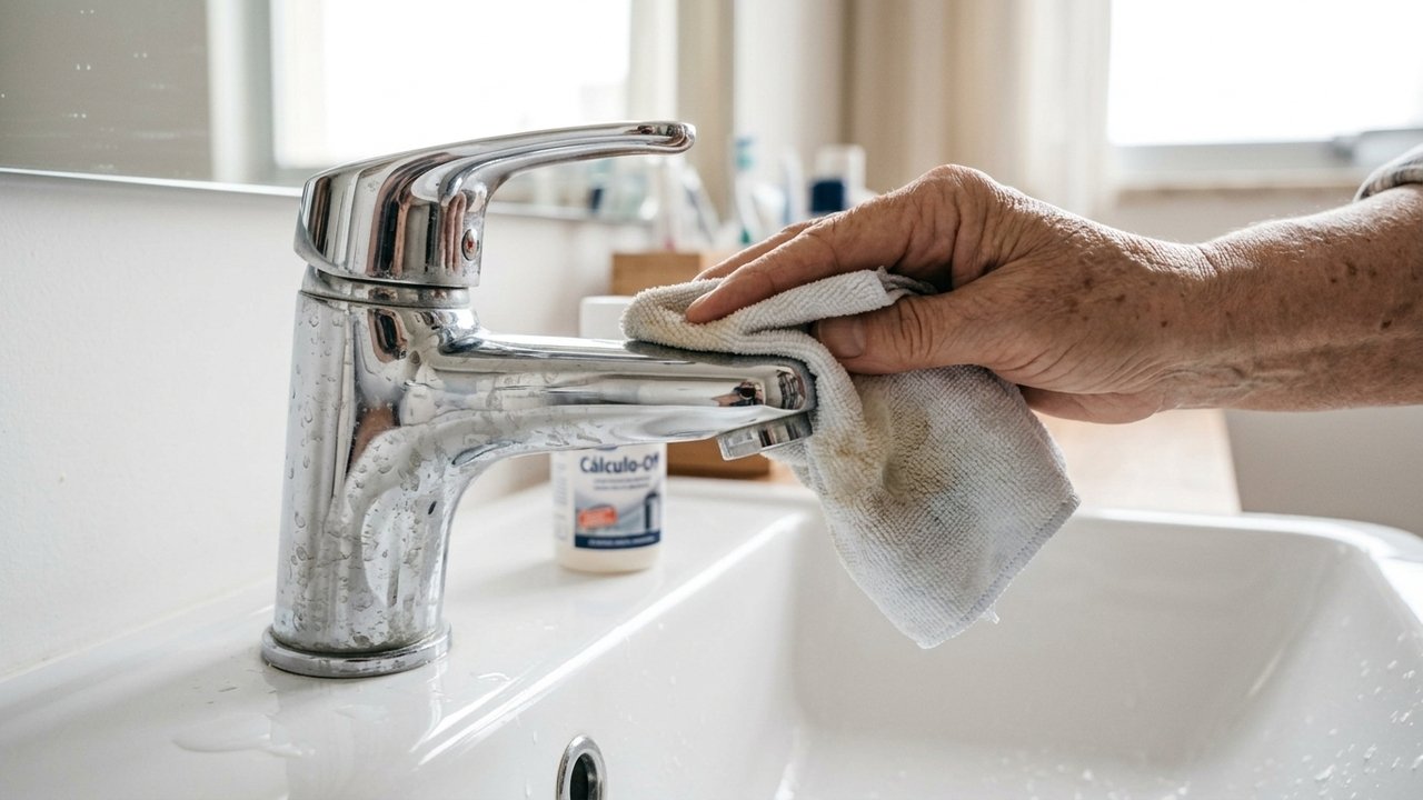 como remover calcário do banheiro