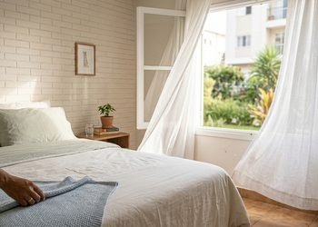 De que maneira a renovação do ar pode ajudar a controlar a umidade? A respiração, a transpiração e a secagem de roupas dentro de casa contribuem para a presença de umidade no ambiente. Quando o quarto fica fechado e apresenta pouca circulação de ar, essa umidade pode se acumular, principalmente em locais frios ou com pouca exposição à luz. A ventilação pode ajudar a remover parte desse excesso, dependendo das condições externas. Controlar a umidade é importante para evitar condições favoráveis ao aparecimento de mofo. Fungos podem se desenvolver em superfícies úmidas, prejudicando a conservação de paredes, móveis e tecidos. Entretanto, abrir a janela não resolve infiltrações ou vazamentos. Quando há manchas persistentes, cheiro de mofo ou condensação frequente, é necessário investigar a origem do problema e corrigir a causa.