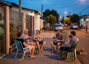 Houve uma época em que os vizinhos colocavam cadeiras na calçada ao anoitecer para conversar, um costume simples que fortalecia os laços comunitários e o sentimento de pertencimento