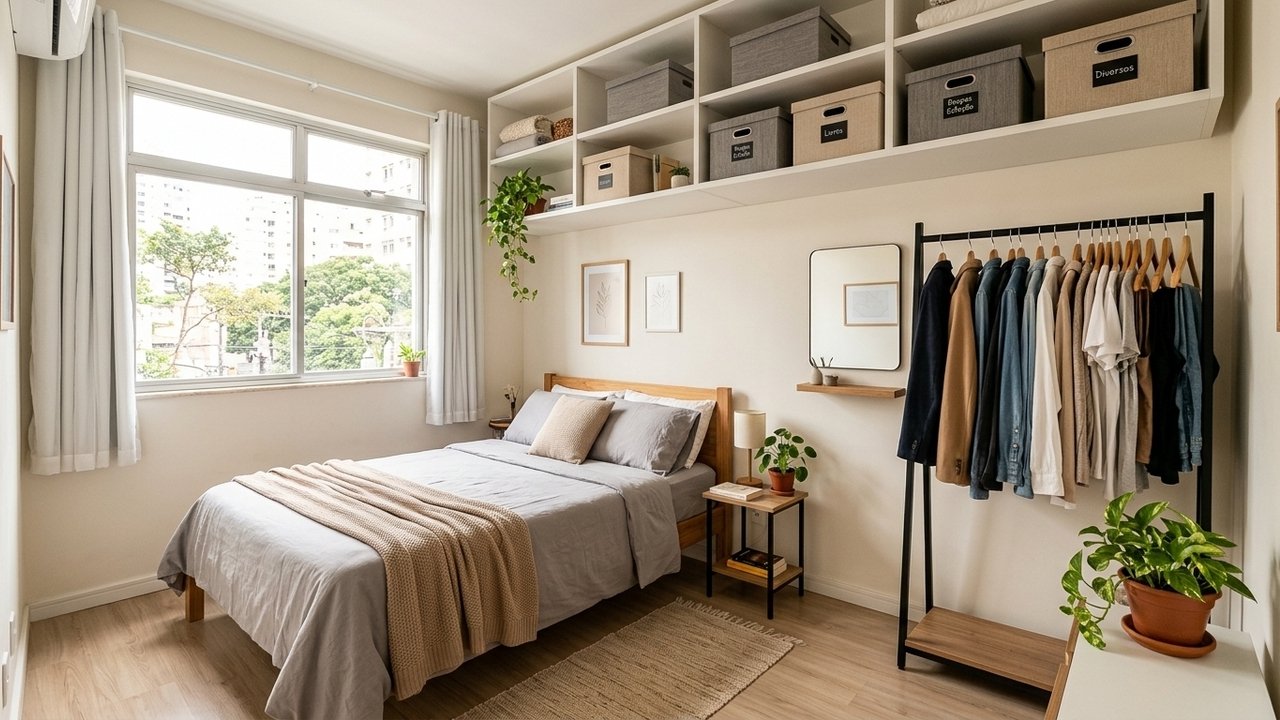 Sem espaço para guarda-roupa? Uma solução inteligente faz as roupas caberem em quartos pequenos