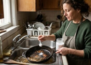 A gordura grudada na frigideira fica mais fácil de remover com um ingrediente comum, segundo especialistas em limpeza doméstica que explicam por que esse truque funciona bem