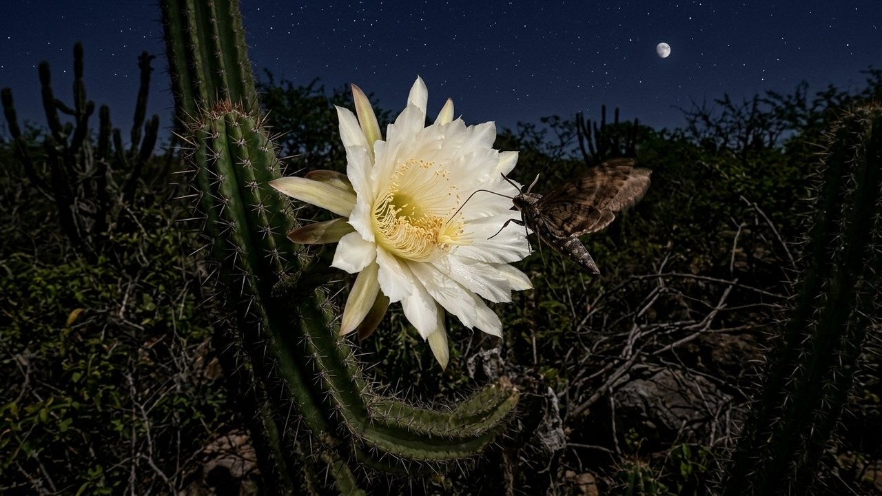 Por que a flor do mandacaru abre somente à noite no sertão nordestino?