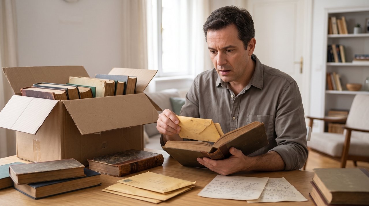 Homem compra lote de livros antigos em uma venda de garagem e encontra cartas pessoais nunca enviadas, escritas há mais de 40 anos; ao tentar localizar os destinatários, é surpreendido por familiares que exigem a entrega de todo o material