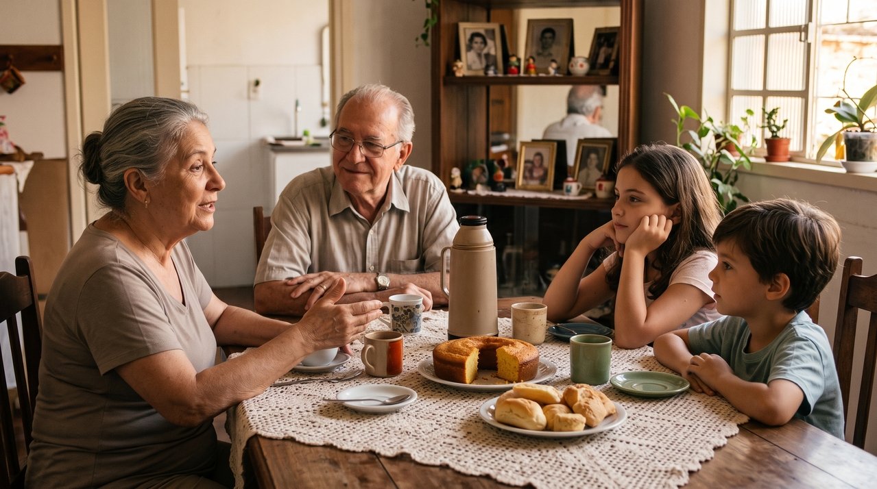 As tardes na casa dos avós tinham cheiro de café, conversas demoradas e histórias repetidas, mas escondiam algo que a psicologia reconhece como importante para a formação da identidade familiar