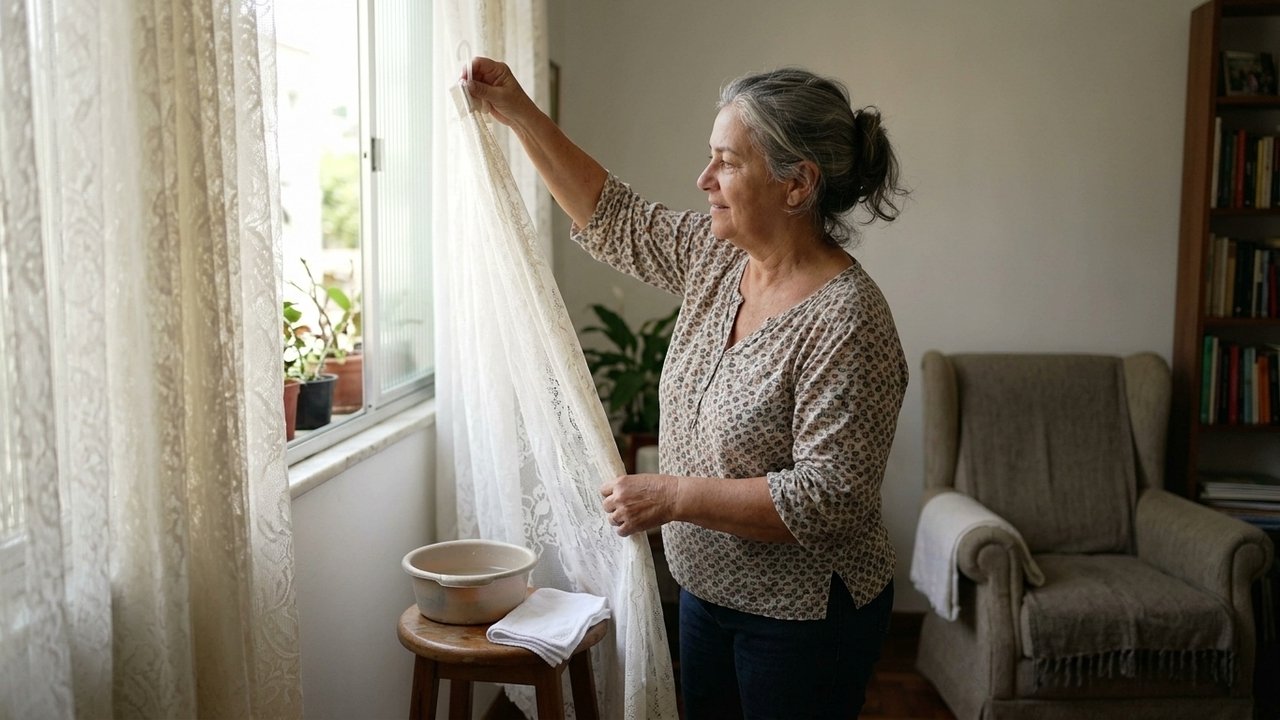 cortinas brancas amareladas