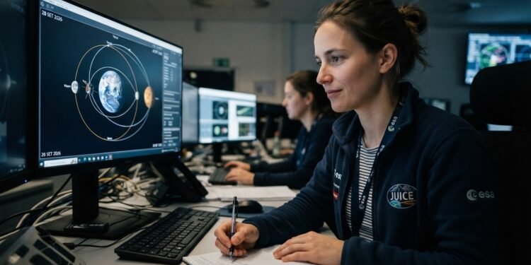 A passagem da sonda Juice pela Terra muda a sua rota e prepara a viagem a Júpiter; cientistas da Agência Espacial Europeia explicam o motivo