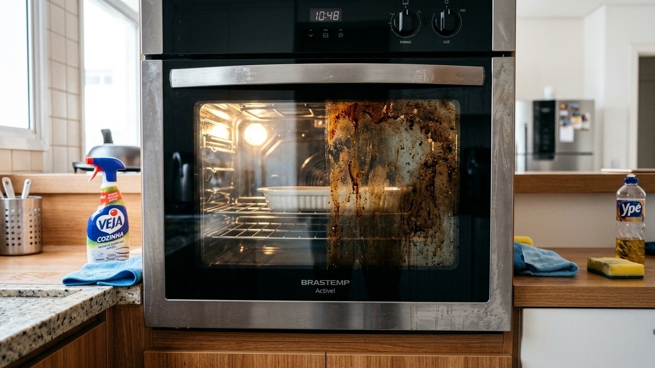 como limpar o vidro do forno