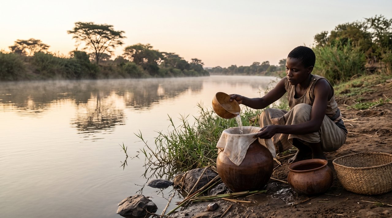 Provérbio africano da época: "Quem chega mais cedo ao rio encontra o purificador de água"