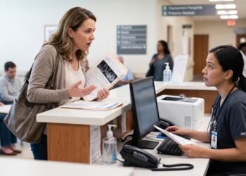 Mulher chega ao hospital para realizar cirurgia marcada há seis meses e descobre que o sistema registra um procedimento idêntico como já realizado em seu nome; a operadora do plano de saúde bloqueia a nova autorização até esclarecer a divergência