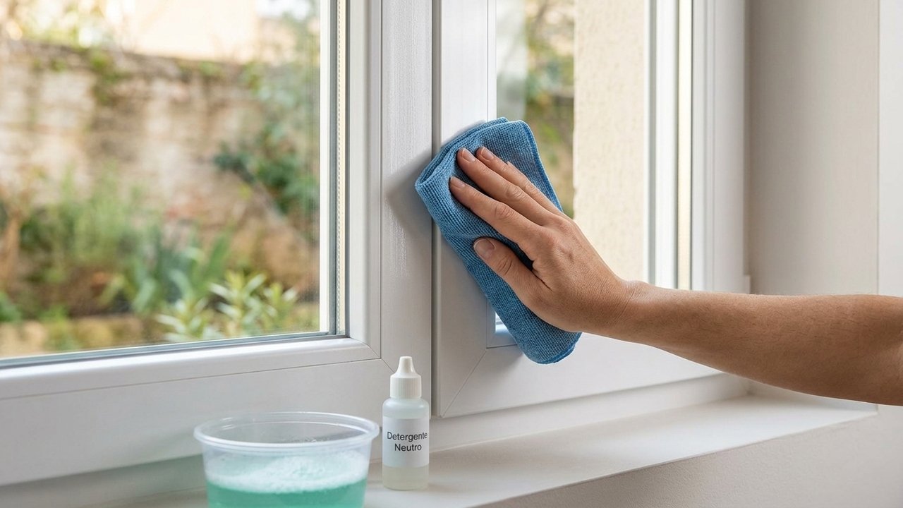 janelas de plástico branco amareladas