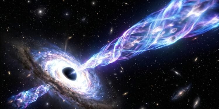 Inteligência artificial reconstrói jato de buraco negro e revela movimentos aparentes até 13 vezes mais rápidos que a luz