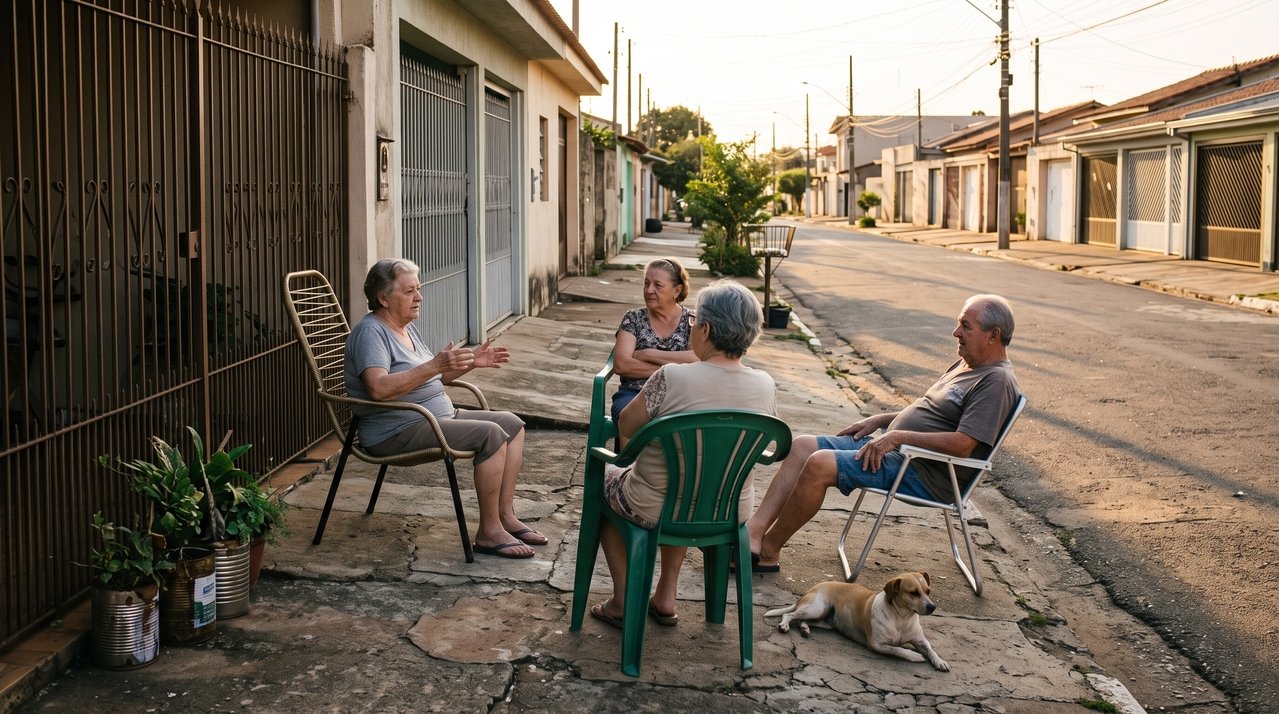 O costume de sentar na calçada ao final da tarde para conversar com os vizinhos praticamente desapareceu de muitos bairros, embora a psicologia destaque a importância dos vínculos comunitários contra a solidão