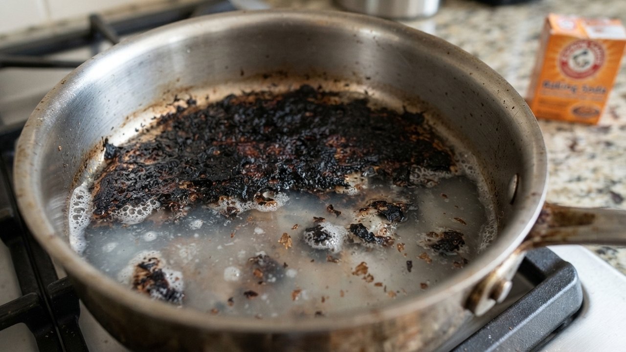 como limpar panela queimada
