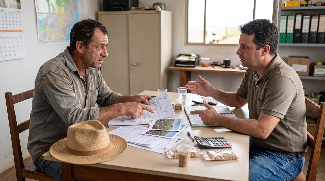 Produtor rural compra sementes suficientes para plantar 12 hectares e descobre, depois da germinação, que recebeu uma variedade diferente da contratada; o fornecedor reconhece a troca, mas se recusa a assumir o possível prejuízo da safra