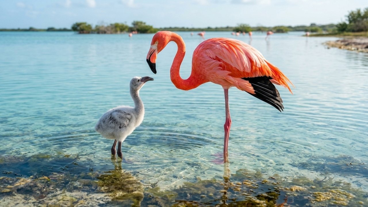 Os flamingos não nascem cor-de-rosa: a alimentação ajuda a transformar a cor de suas penas
