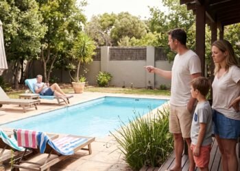 Família reserva chalé com piscina privativa por R$ 7.800 para passar as férias e encontra o proprietário utilizando a área de lazer no segundo dia; o anúncio prometia exclusividade e os hóspedes exigem parte do dinheiro de volta