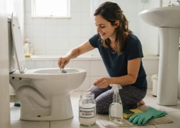 O vaso sanitário pode ganhar uma limpeza simples com bicarbonato de sódio em poucos minutos