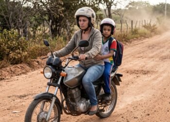 Mãe passa oito meses levando filho de moto por uma estrada de terra até a escola e descobre que a prefeitura paga R$ 380 mil por uma linha de transporte escolar que deveria atender a comunidade; ao consultar os registros de viagem, encontra trajetos lançados em dias em que nenhum ônibus apareceu na região