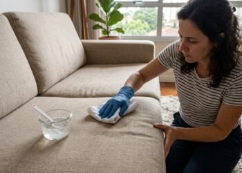 Especialistas em limpeza concordam: "Para limpar o sofá, você só precisa de uma xícara de água, um pouco de vinagre branco e uma colher de sopa de detergente."