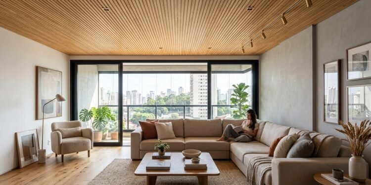 Esqueça o teto branco liso: 4 soluções de decoração que estão ganhando espaço em apartamentos modernos
