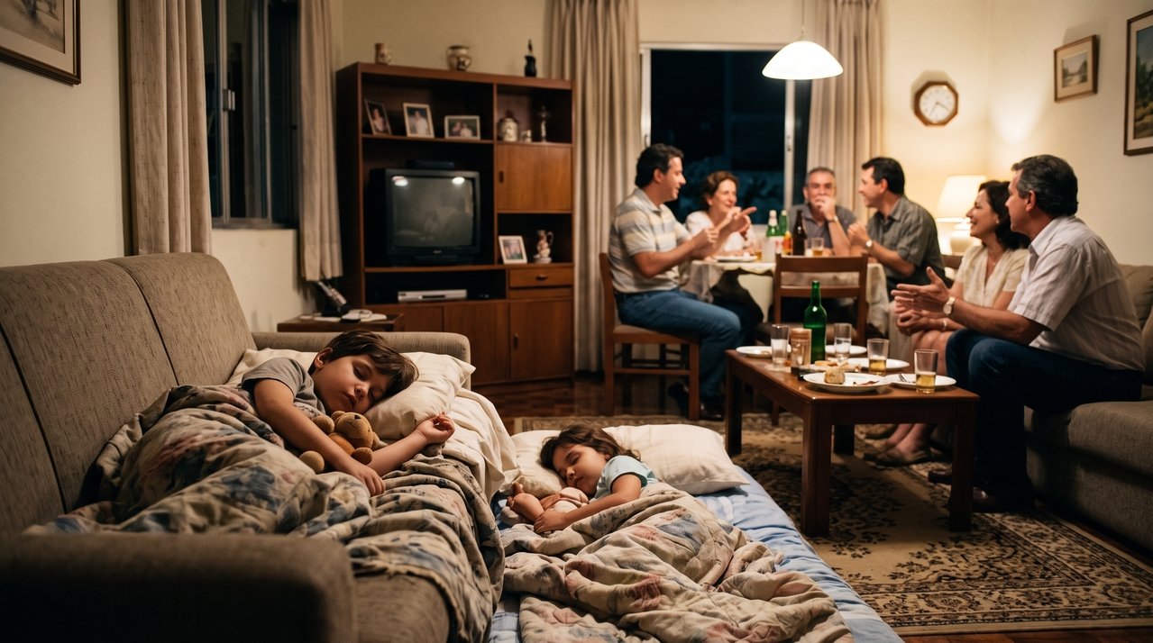 Quem cresceu nos anos 1990 e 2000 talvez se lembre de dormir na sala enquanto os adultos conversavam até tarde, uma experiência que a psicologia ajuda a relacionar à sensação de segurança, à familiaridade e às memórias da infância