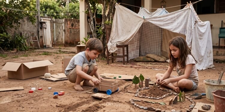 A infância de quem construía carrinhos com caixas, inventava cidades na terra e transformava lençóis em cabanas mostra como objetos simples podiam abrir espaço para a imaginação e o pensamento criativo