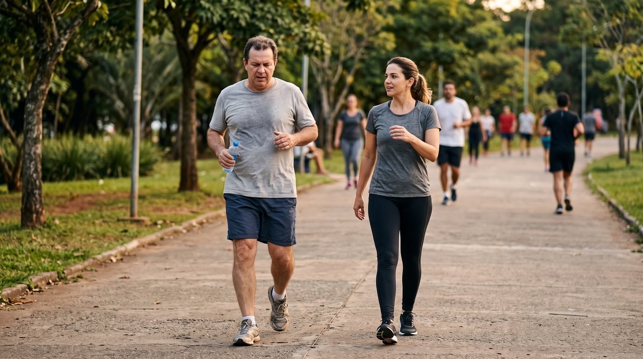 Caminhar durante 30 minutos por dia traz benefícios importantes ao coração, mas a perda de peso depende também da alimentação e do gasto energético acumulado ao longo das semanas