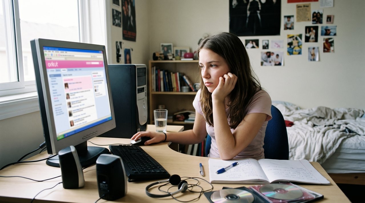 Quem viveu a adolescência entre 2008 e 2013 lembra de passar horas personalizando o perfil no Orkut e esperando depoimentos dos amigos, uma experiência que revela como a necessidade de pertencimento e reconhecimento já existia antes das redes sociais atuais