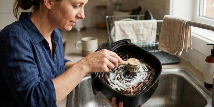 Cientistas alertam: truque do bicarbonato para limpar a air fryer exige cuidado com o revestimento para não danificar o aparelho de vez