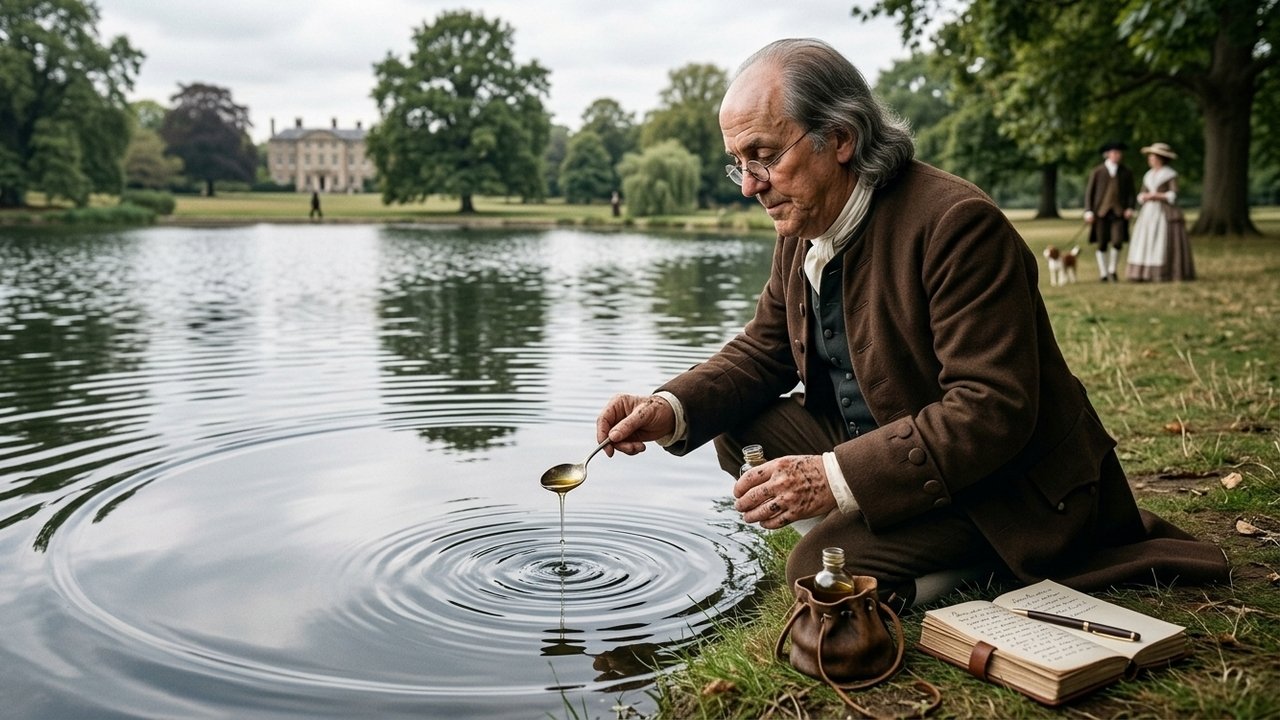 experimento de Benjamin Franklin com óleo