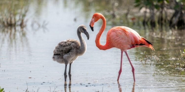 Filhotes de flamingo começam cinza e ganham a cor rosa com o tempo, e pesquisadores explicam os pigmentos da alimentação por trás da mudança