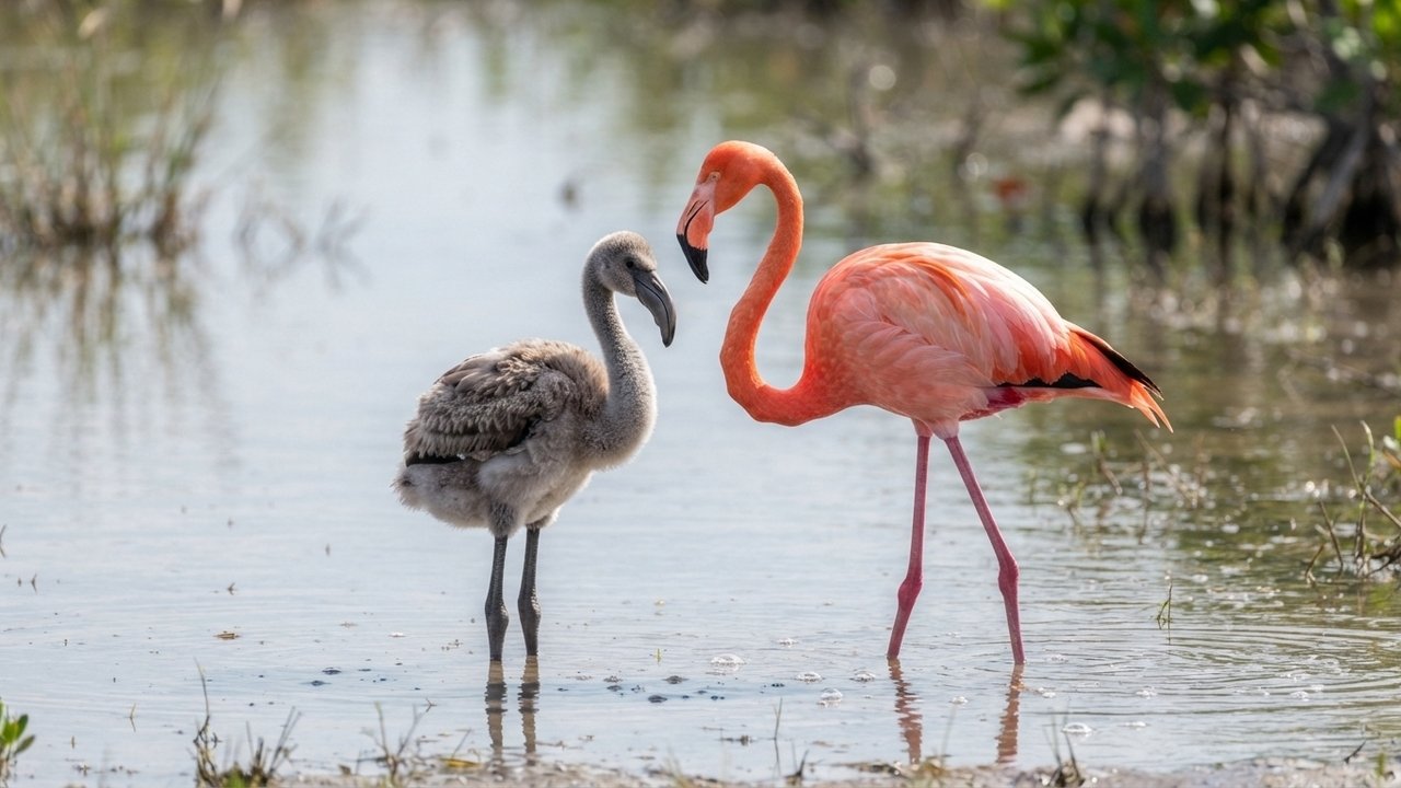 Filhotes de flamingo começam cinza e ganham a cor rosa com o tempo, e pesquisadores explicam os pigmentos da alimentação por trás da mudança
