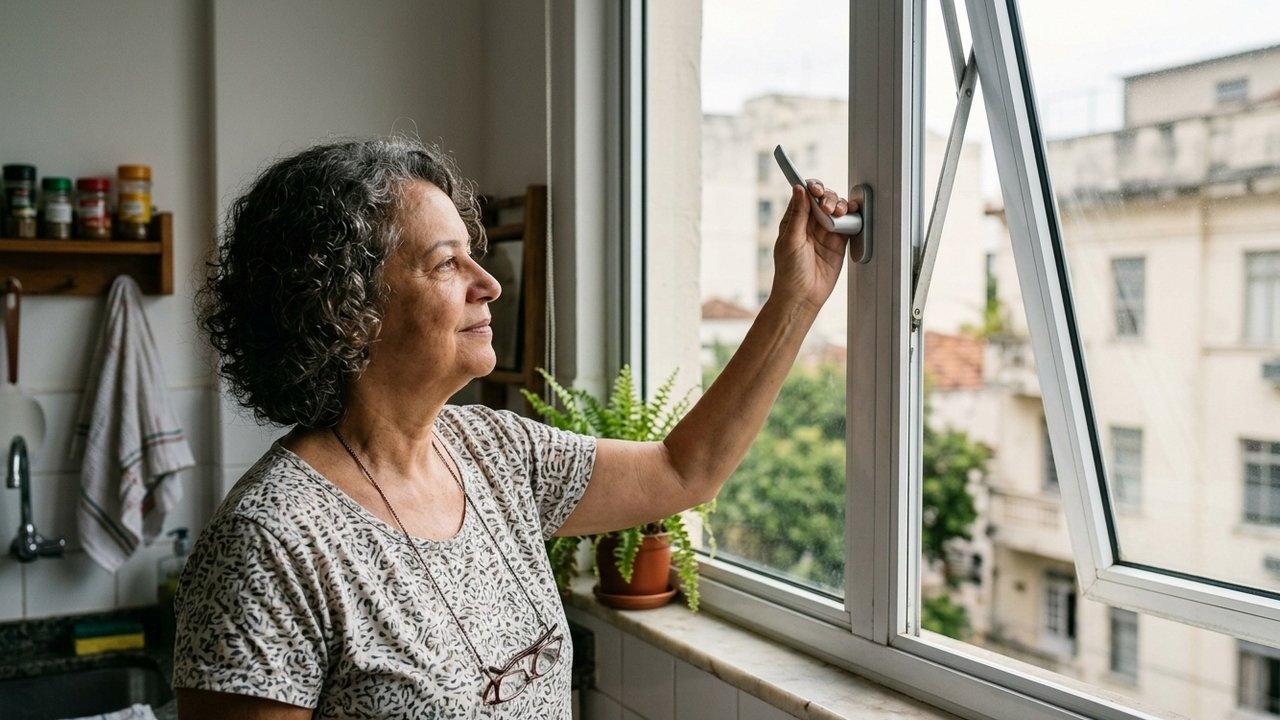 maçaneta de janela em 45 graus