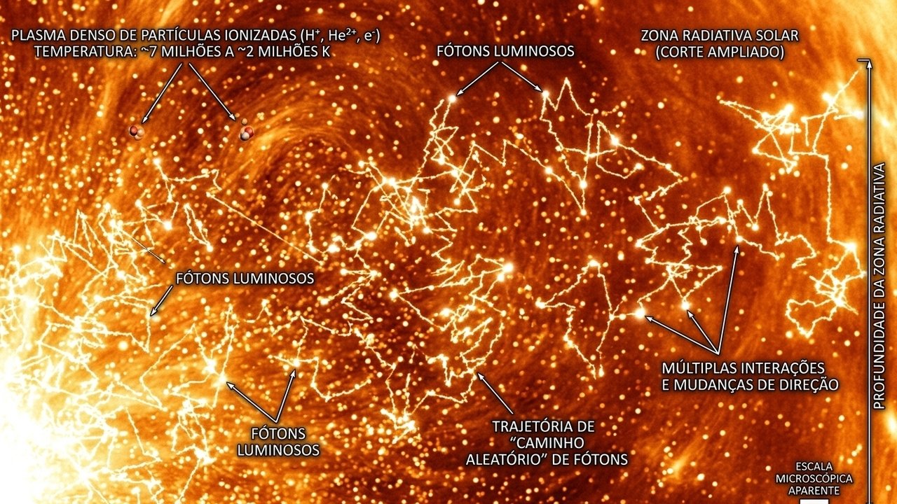 por que a luz demora para sair do Sol
