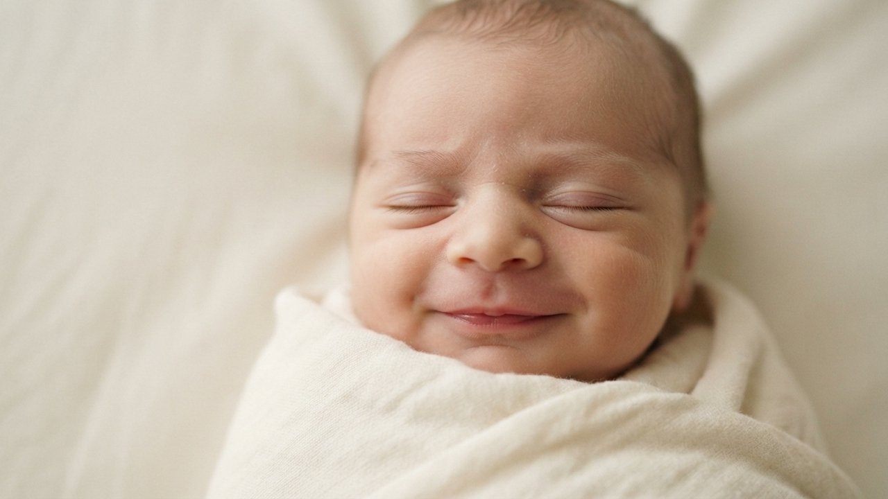 bebê sorrindo durante o sono