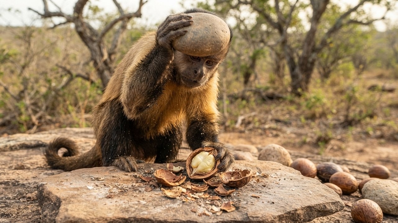 macacos-prego usam pedras como ferramentas