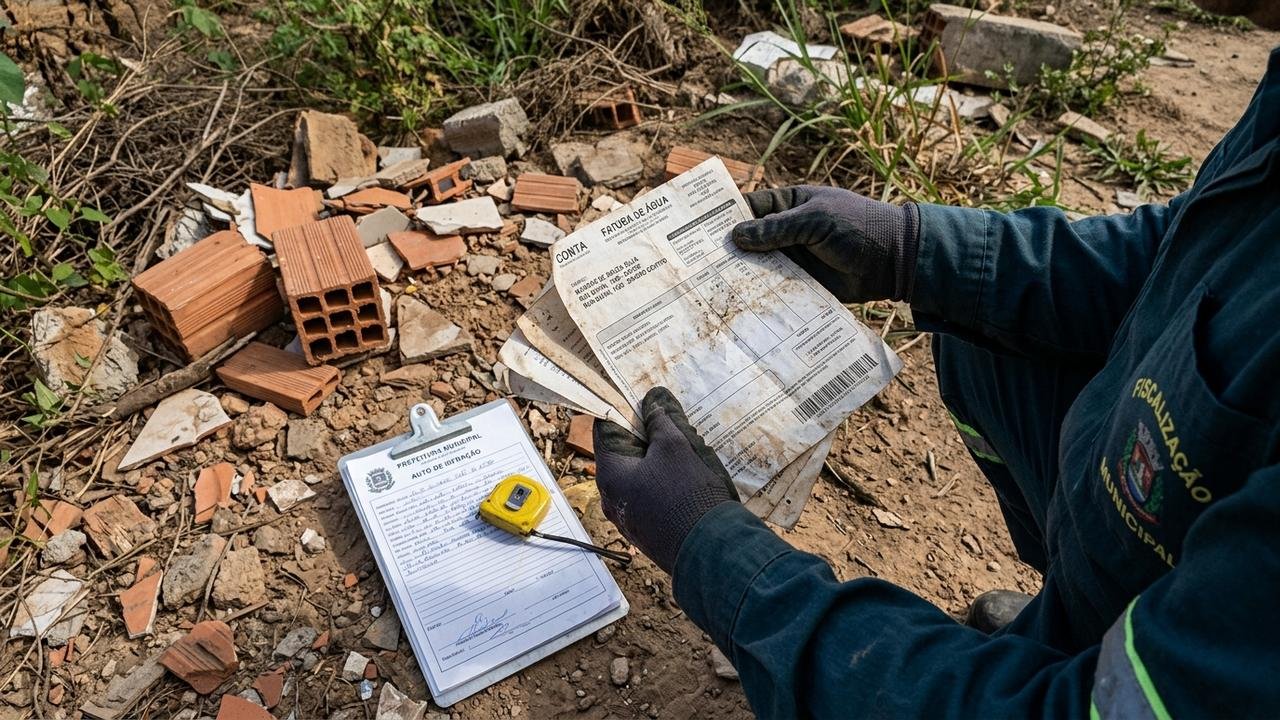 Morador contrata caçamba para retirar restos de obra e recebe ligação da prefeitura depois que documentos com seu endereço aparecem junto a entulho despejado irregularmente