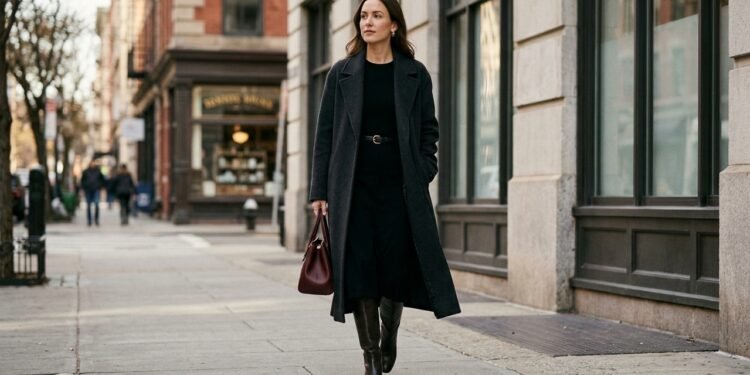 Vestido preto e botas que roubam a atenção: queremos copiar esta edição de outono da cabeça aos pés