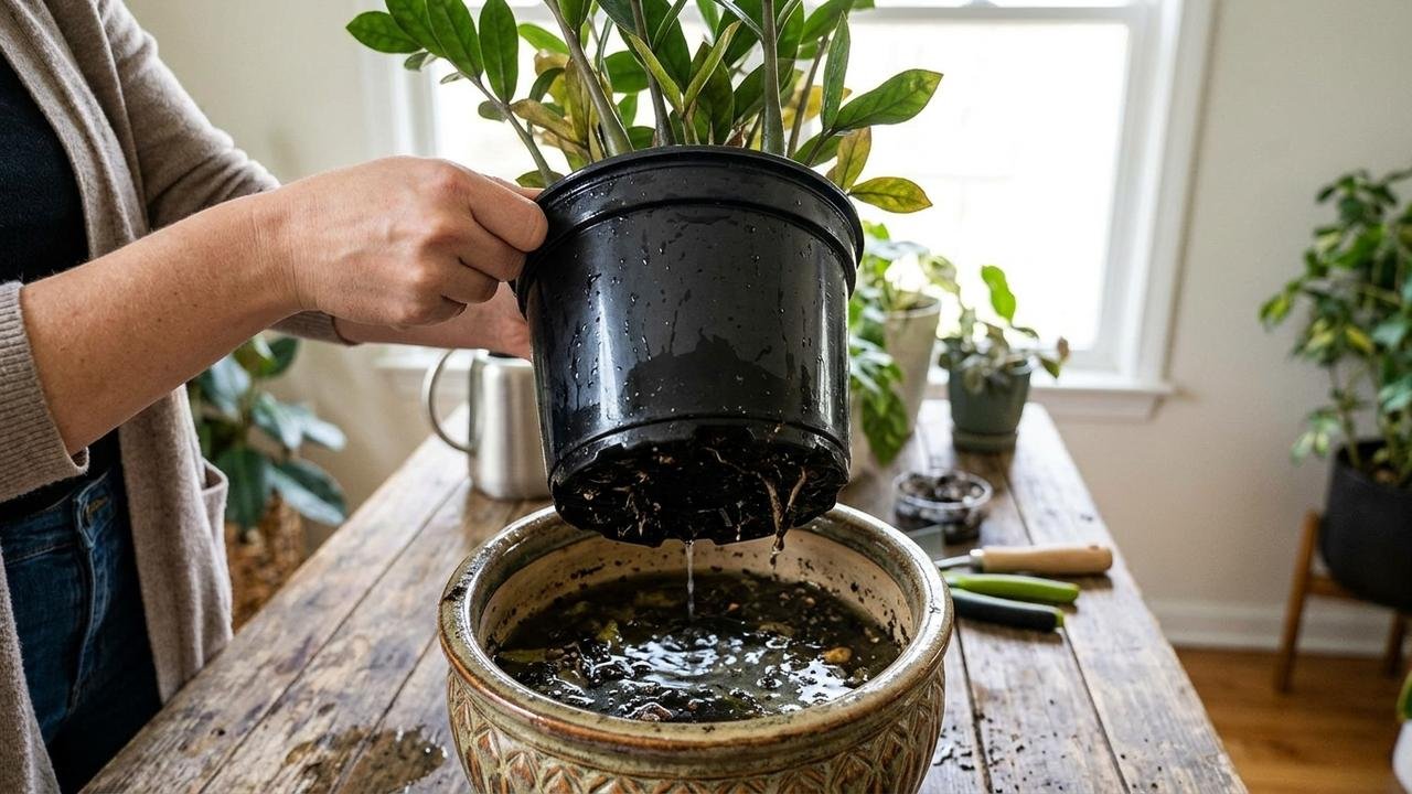 zamioculca com folhas amarelas