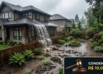 Morador ergue telhado sem calha e água da chuva inunda o lote ao lado: Justiça condena vizinho a pagar R$ 10 mil pelos estragos da enxurrada