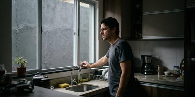 Ricardo mora com a esposa e dois filhos em uma casa onde a cozinha possui uma janela voltada para o terreno vizinho.  // Imagem ilustrativa gerada por IA para representar a situação descrita no texto; pessoas, locais e elementos visuais não correspondem necessariamente aos reais