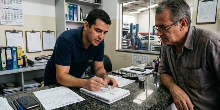 Rafael havia entregue o automóvel para solucionar um problema mecânico e recebeu a informação de que o serviço levaria alguns dias.  // Imagem ilustrativa gerada por IA para representar a situação descrita no texto; pessoas, locais e elementos visuais não correspondem necessariamente aos reais