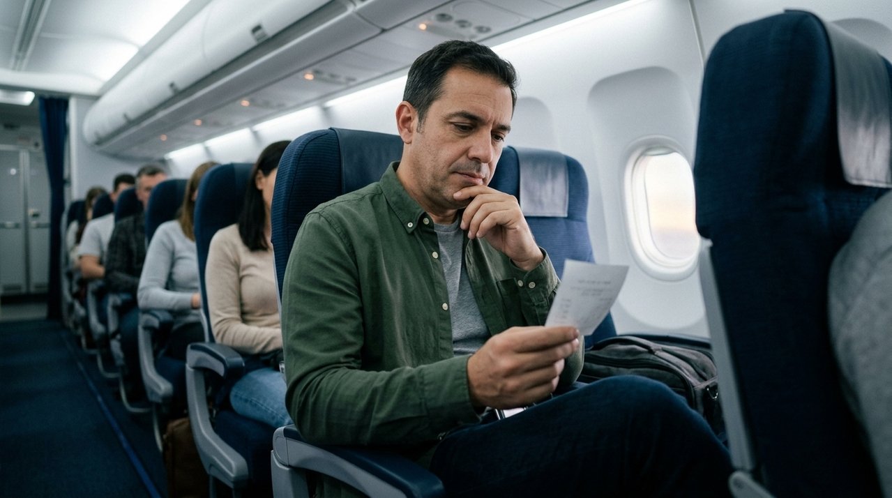 Homem compra passagem aérea com assento mais espaçoso por valor adicional e, depois de troca de aeronave, viaja em assento comum sem receber automaticamente a diferença paga