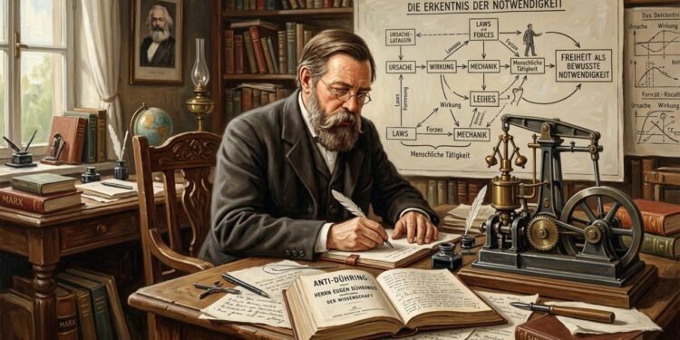Friedrich Engels escreveu Anti-Dühring entre 1876 e 1878 como uma crítica às ideias do filósofo alemão Eugen Dühring.