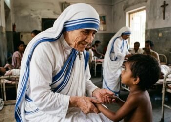 Madre Teresa de Calcutá, freira e laureada com o Prêmio Nobel da Paz: “Quem não vive para servir, não merece viver”.