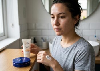 A farmacêutica Rafaela Ribeiro, explica sobre a latinha azul do creme Nivea: “É um produto que você sempre deve ter em casa. É muito versátil e, sim, eu o uso com frequência.”