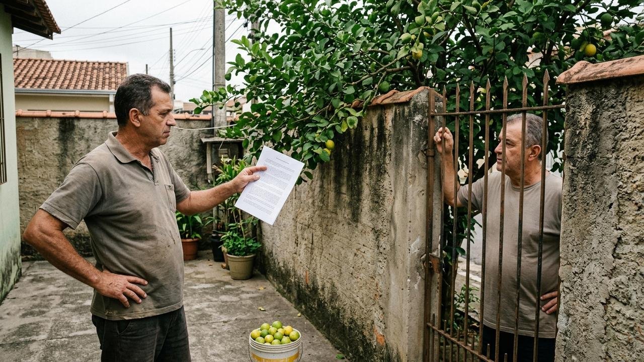 Morador recolhe dezenas de limões que caíram da árvore do vizinho em seu quintal e proprietário exige a devolução dos frutos