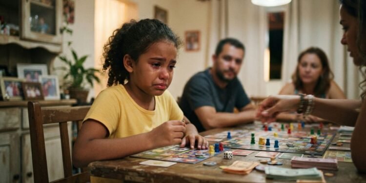 O jogo escolhido para reunir a família termina em choro porque ninguém considerou duração, dificuldade e forma como cada criança reage ao perder