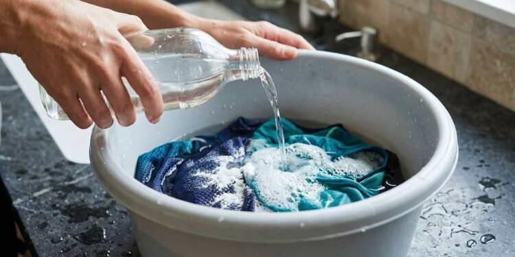 Como tirar o odor de suor impregnado em roupas sintéticas usando apenas bicarbonato e vinagre de álcool na pré-lavagem