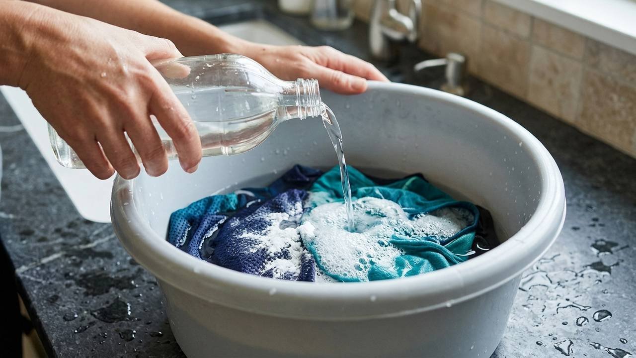 Como tirar o odor de suor impregnado em roupas sintéticas usando apenas bicarbonato e vinagre de álcool na pré-lavagem